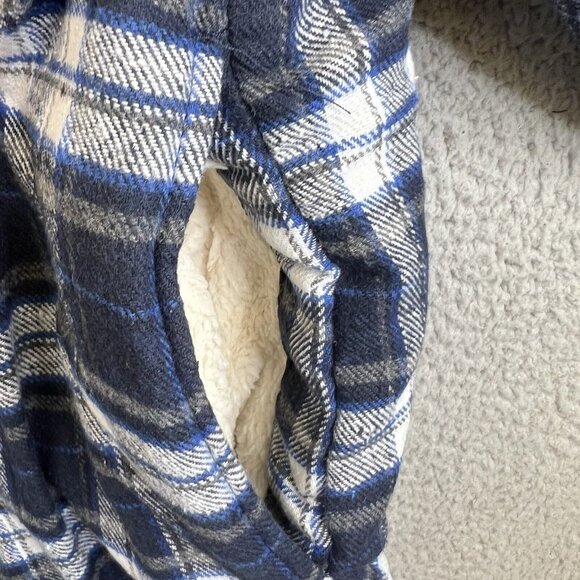 Jachs NY Men's Buffalo Plaid Wool Blend Blue White Jacket Sherpa Lined Sz XL - Picture 5 of 11